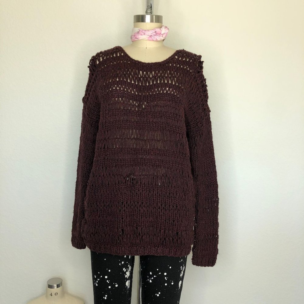 Vince Loose Knit Sweater Open Weave Marled Space D - Picture 2 of 9